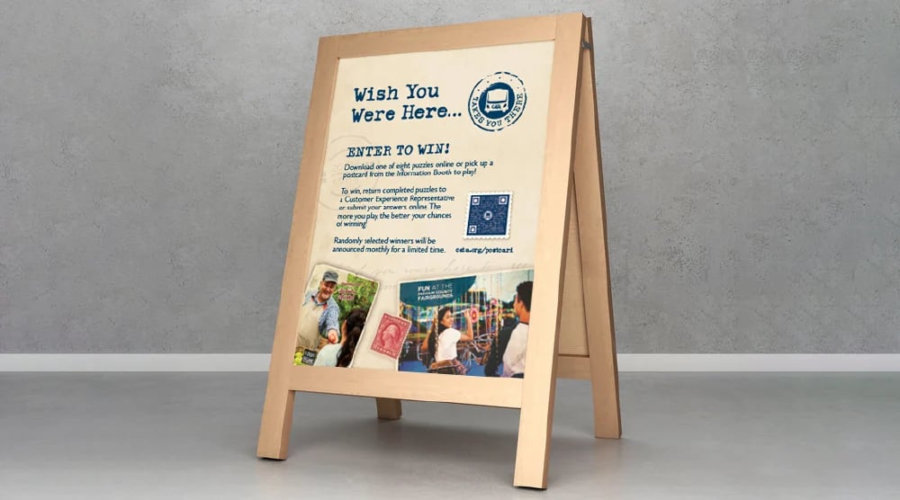 Wish You Were Here sandwich board