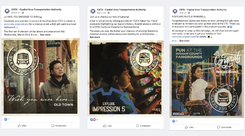 Social posts explaining contest and announcing winners