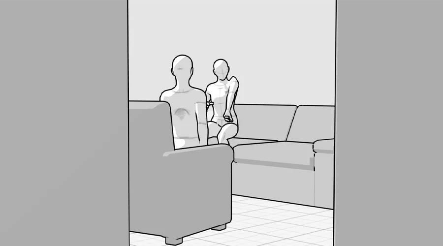 Scene 4 of Storyboard - Therapist a client in conversation
