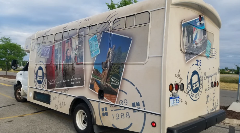 Cutaway bus exterior