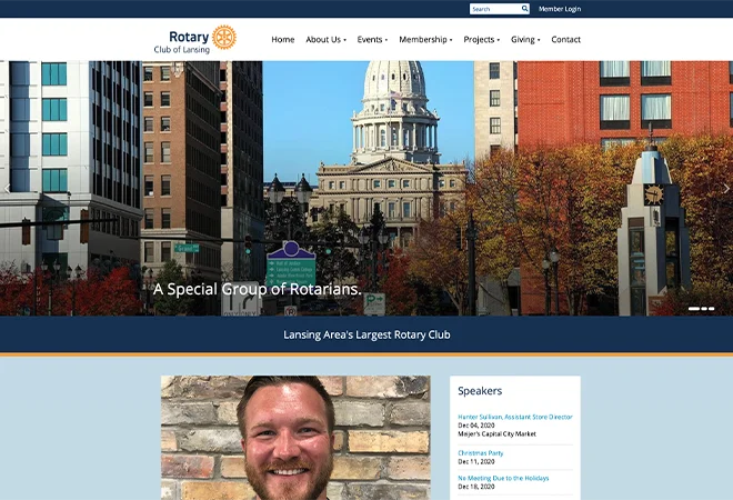 Lansing Rotary Hero Image Slider with Sticky Menu