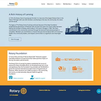 Lansing Rotary Website Screenshot Lansing Rotary Website Screenshot