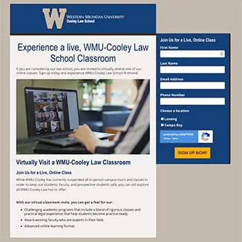 WMU-Cooley Webpage Screenshot