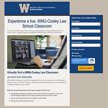 WMU-Cooley Webpage Screenshot WMU-Cooley Webpage Screenshot