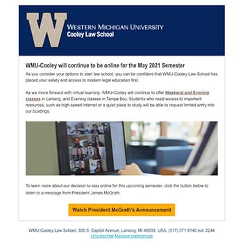 WMU-Cooley Webpage Screenshot WMU-Cooley Webpage Screenshot