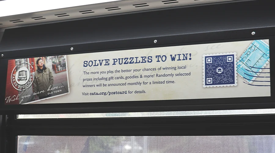 CATA Takes You There Campaign, Promo Decals on the Interior of the Bus CATA Takes You There Campaign, Promo Decals on the Interior of the Bus