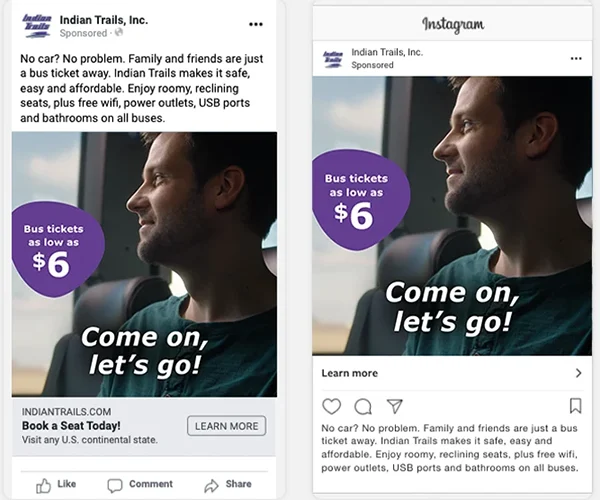 Indian Trails 'Come On Let's Go!' Social Ads