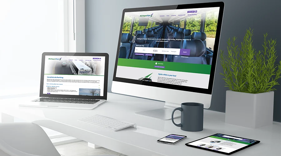 Michigan Flyer Website displayed on various device
